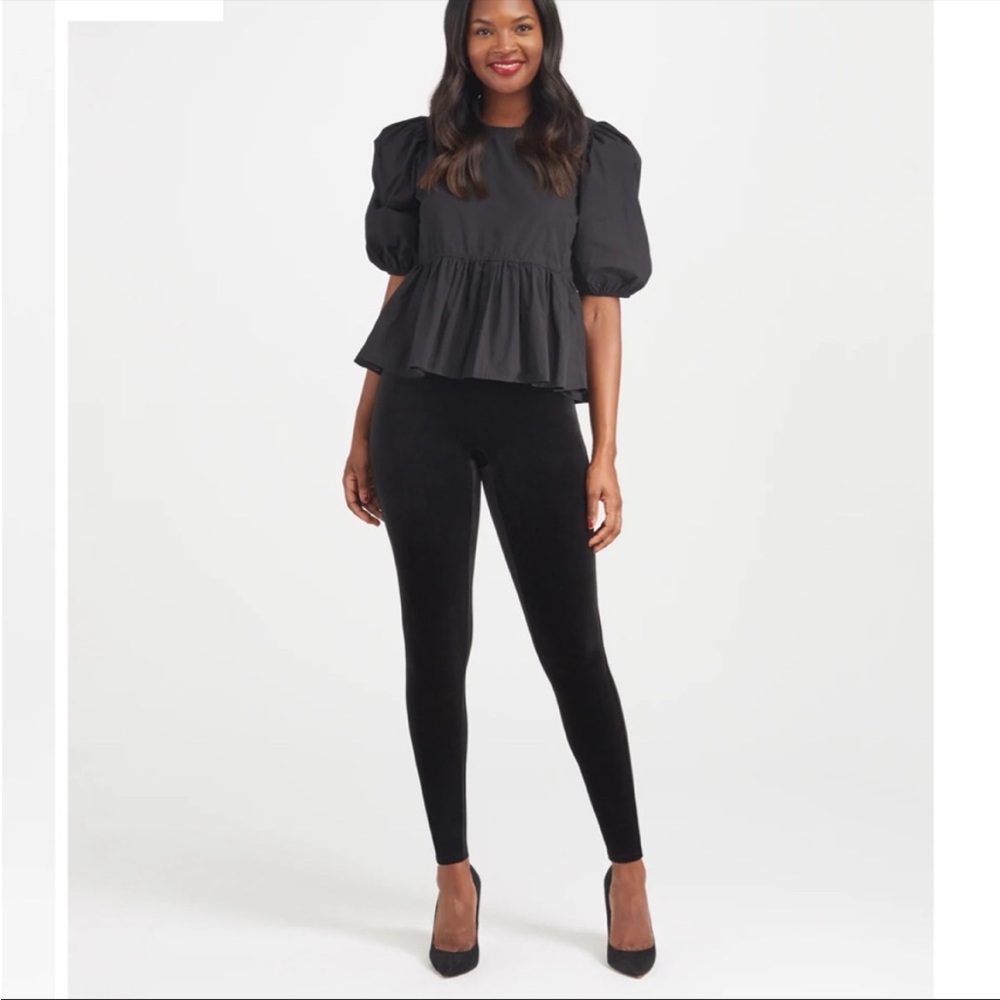 Spanx Velvet High Rise Black Leggings Size 1X